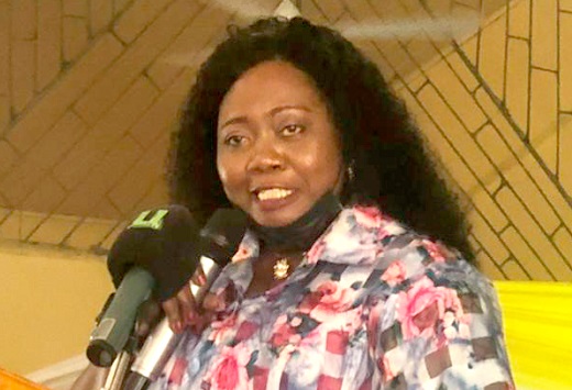Madam Catherine Appiah, the Director-General in charge of Administration at the Ministry of Education, addressing students of the Aburi Girls Senior High School